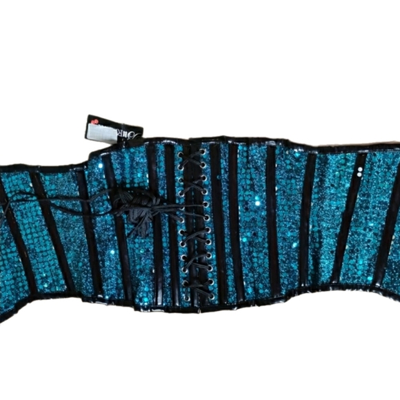 Sparkly Blue Sequin Corset – Size 30 - Picture 6 of 7